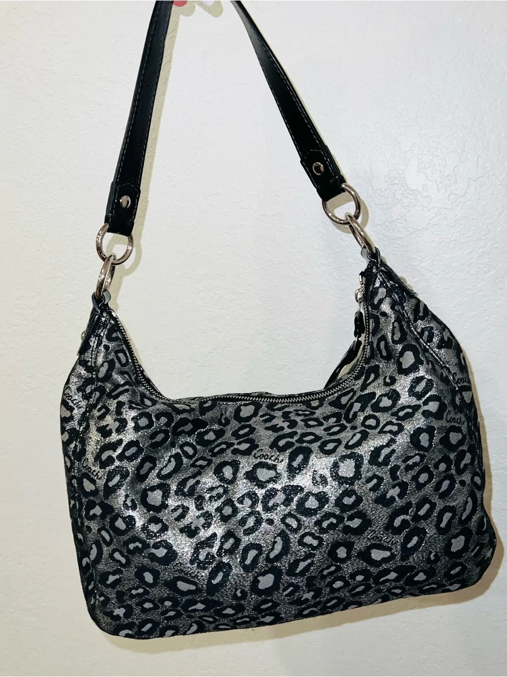Coach Metallic Ocelot Leopard Hobo Shoulder Bag F21063 Y2K